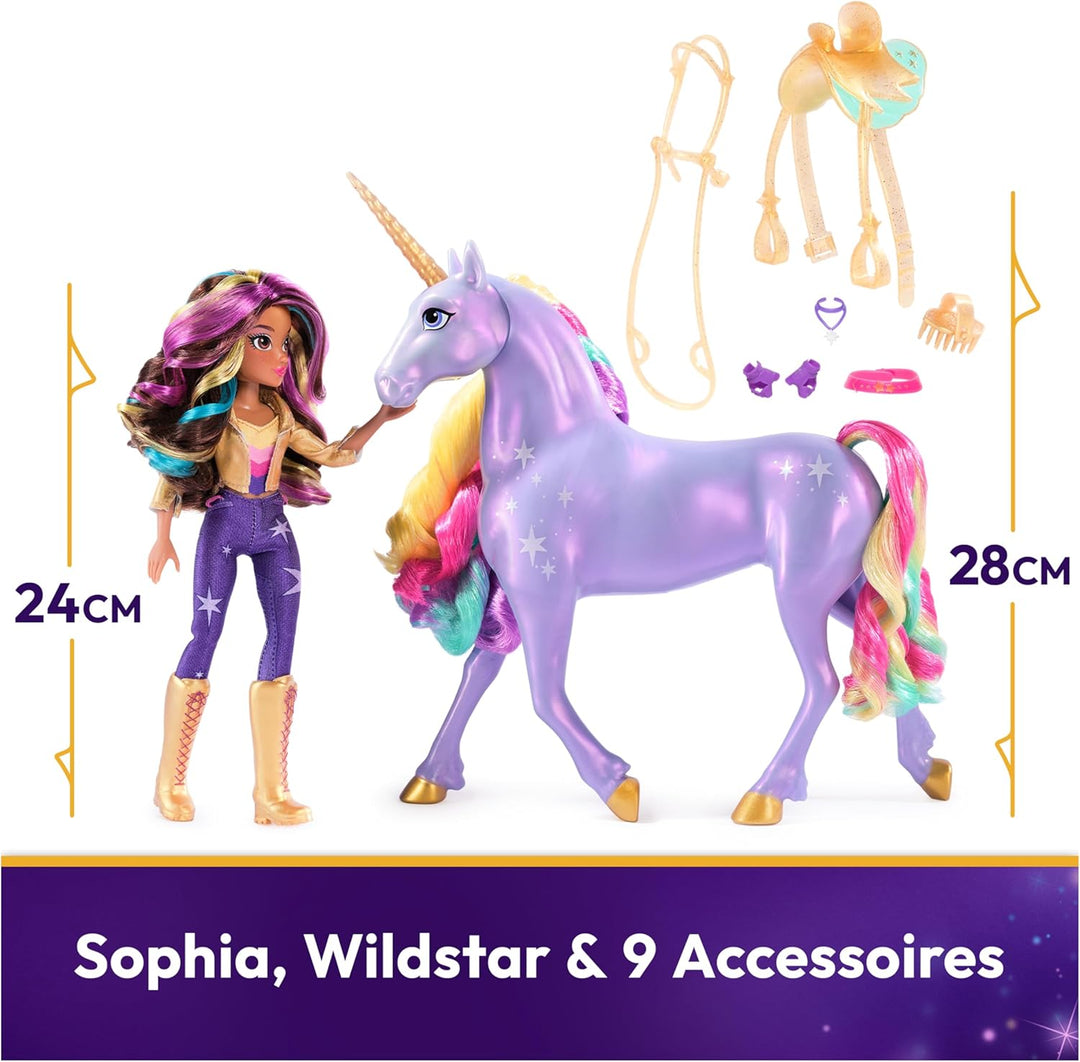 Unicorn Academy Sophia und Licht-Magie Wildstar - ca. 28 cm grosses Einhorn mit Licht- und Soundeffe