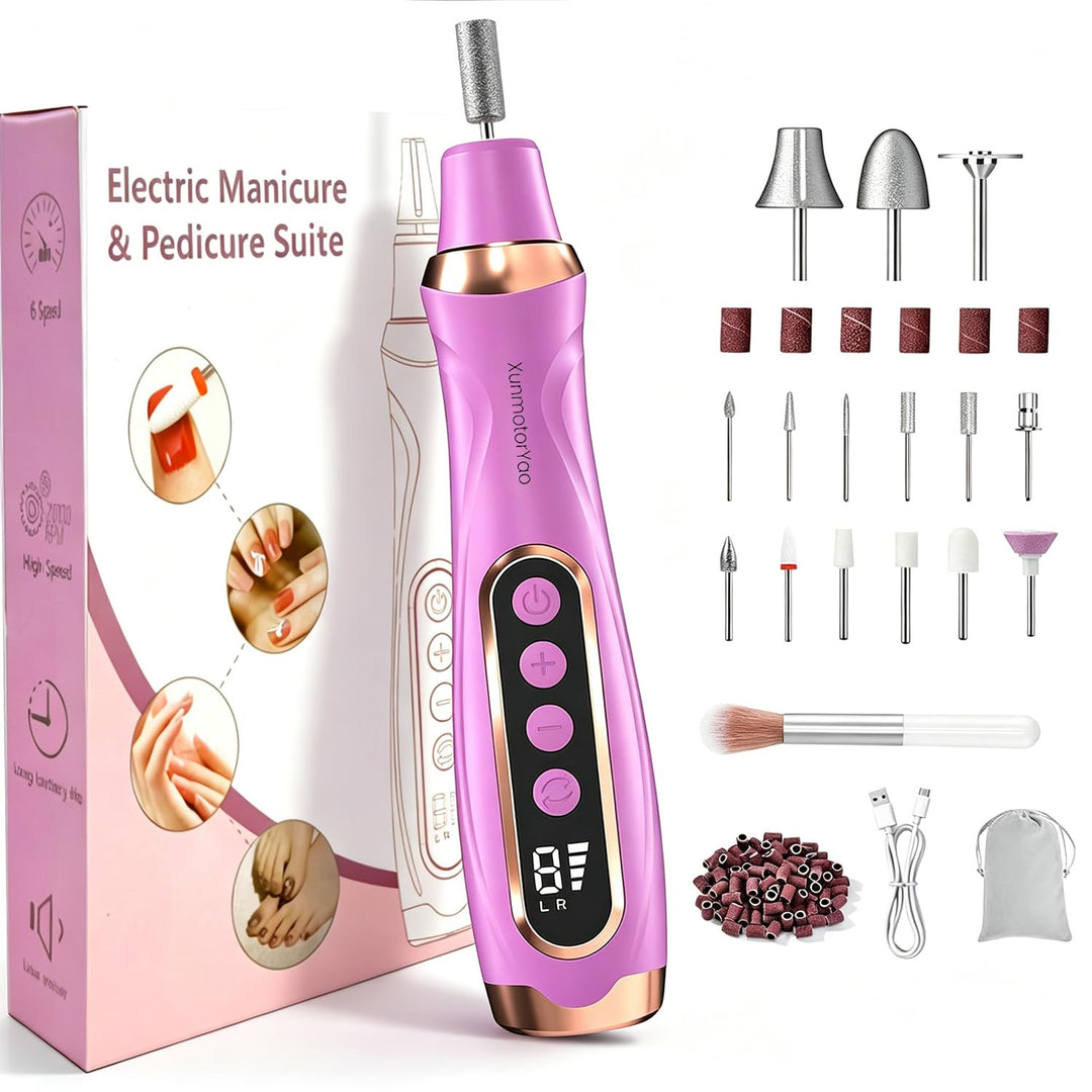 Nagelfräse Tragbare 2600 mAh Nagelfräser für Gelnägel Kabellos Nagelfeile 6-Gang Nagelbohrmaschine 1