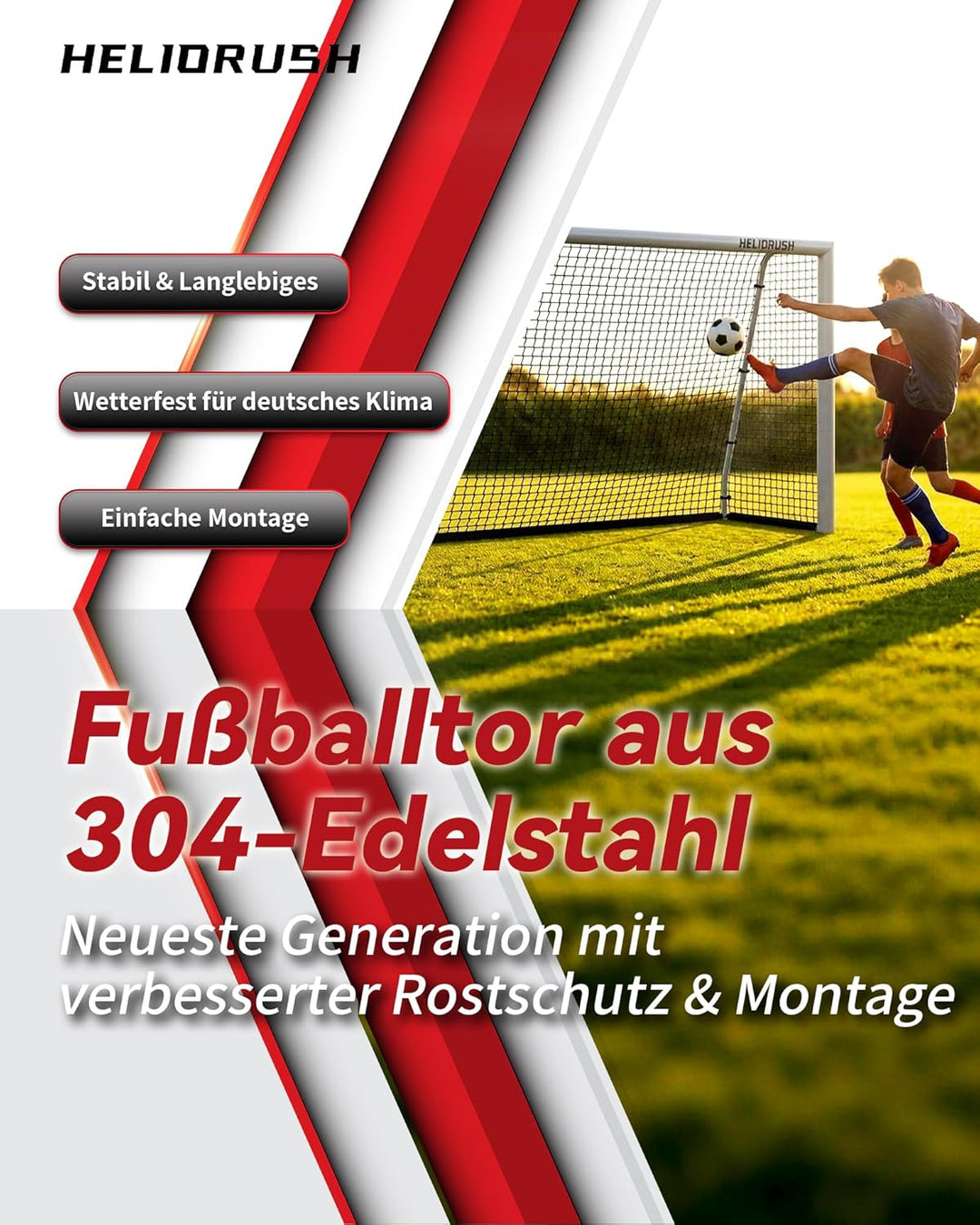 Fussballtore für Garten Kinder -180/240/300cm aus hochwertigem 304 Edelstahl, Wetterfestes & Robuste