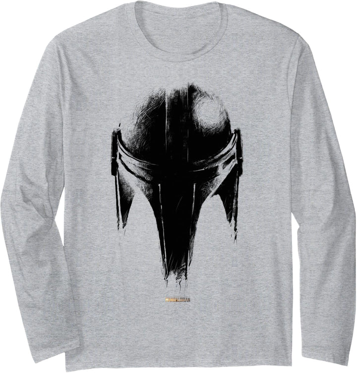 Star Wars The Mandalorian Helmet Sketch Langarmshirt