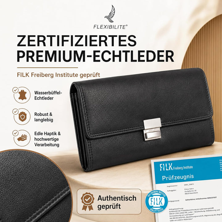 Echt Leder Kellner Geldbörse Profi Kellnerportemonnaie weich RFID | Kellnerbörse (18,5 x 9,5 x 4,5cm