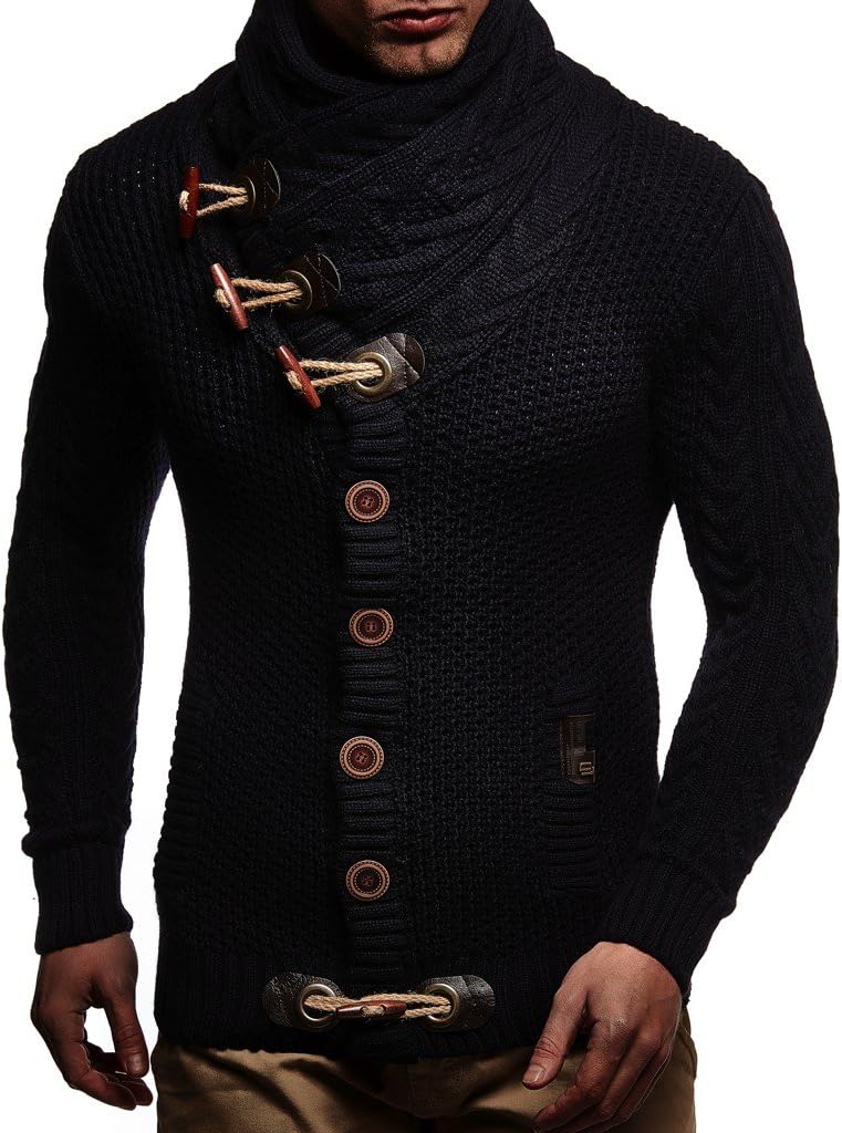 Leif Nelson Herren Strickjacke mit Knöpfen in Regular Fit, Männer Cardigan in Langarm Design, ideal