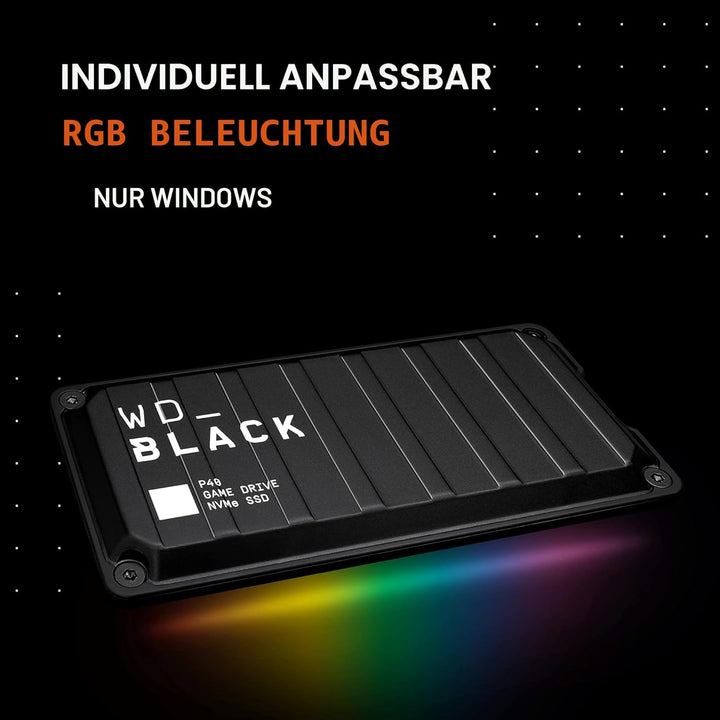 WD_BLACK P40 Game Drive SSD 500 GB externe SSD (WD_BLACK Dashboard, 2.000 MB/s Lesen, 1.950 MB/s Sch