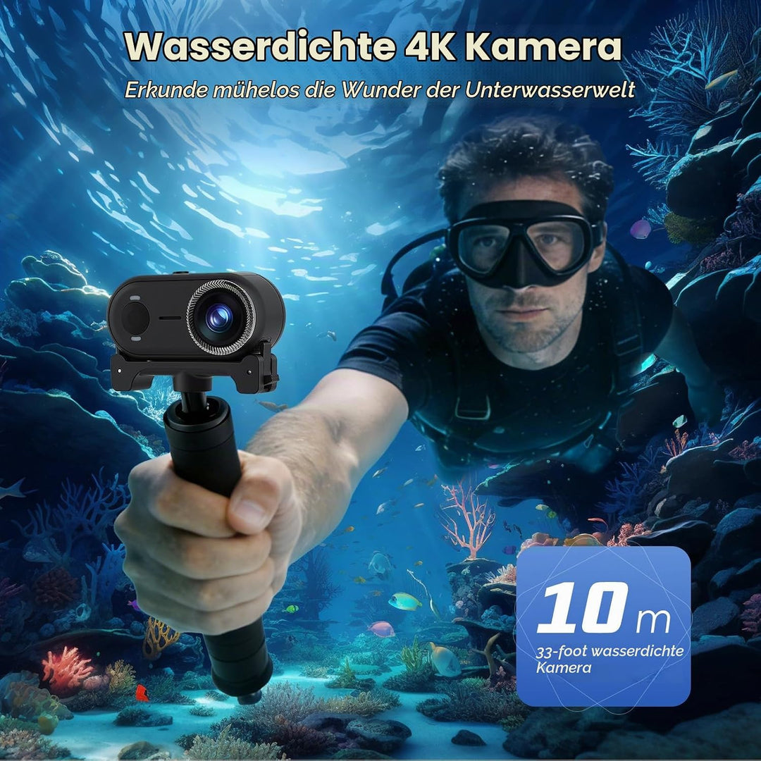 4K 30FPS Action Cam, 64GB POV-Kamera, 10m wasserdicht Bodycam – Mini Helmkamera für Motorrad &amp; Fahrr