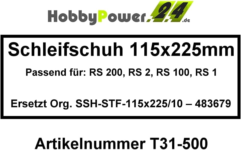 Schleifschuh Schleifplatte mit Klett 115 x 225 mm für Festool RUTSCHER Schwingschleifer RS 200, RS 2