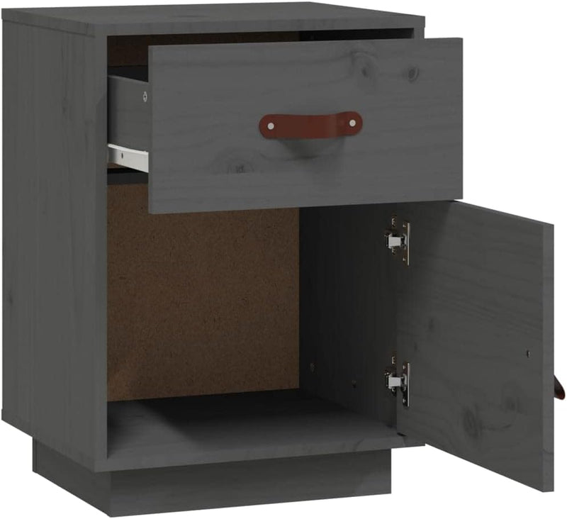 FIRBNUS Bedside Table Nachtkonsole Beistelltisch mit Stauraum Night Stand Nachttisch Grau 40x34x55 c