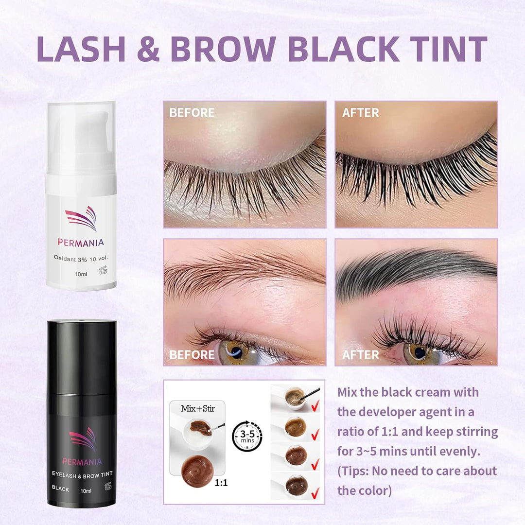 PERMANIA Wimpernlifting Set mit Farbe Schwarz, Lash Lift und Tint enthält die nötigen Utensilien, La