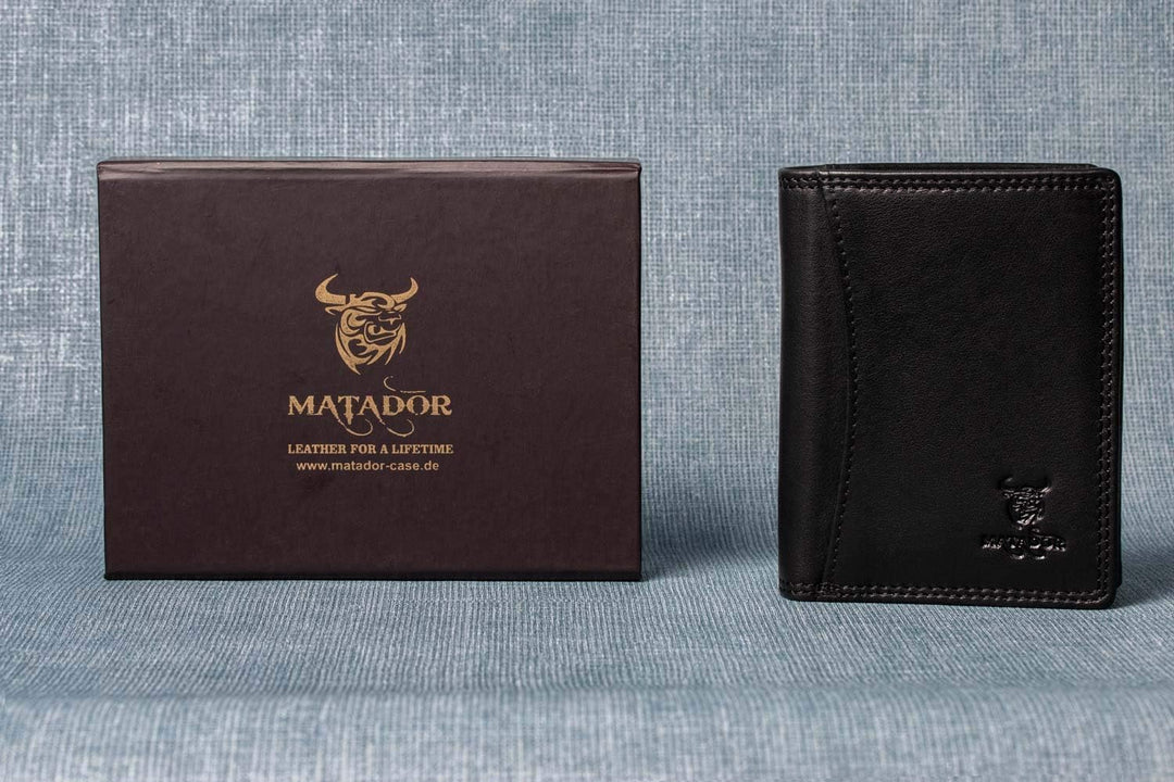 MATADOR Kleines RFID Blocker Portemonnaie Herren Klein Leder | Kleine Geldbörse Herren Slim Wallet m