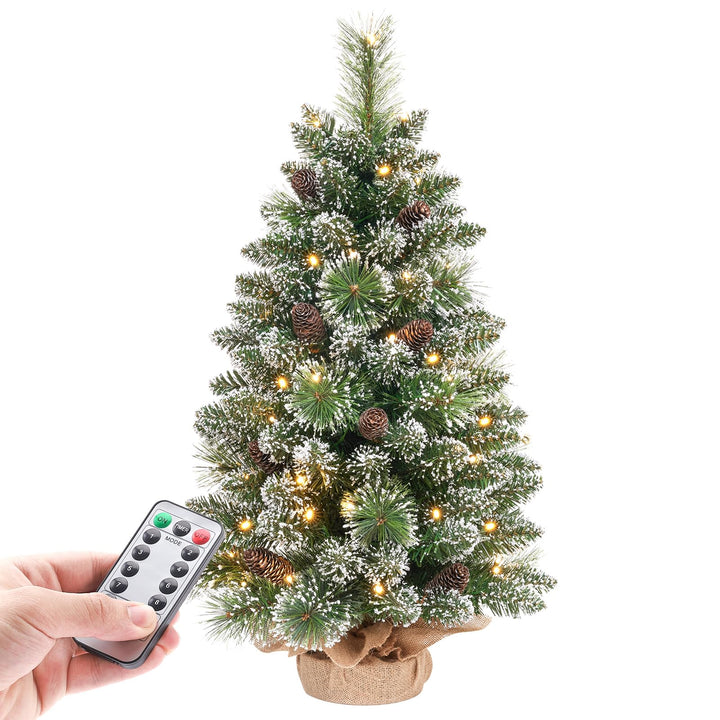 Yorbay Mini Weihnachtsbaum mit Beleuchtung LED, 70 cm Tannenbaum mit Stern-Baumspitze und echtem Kie