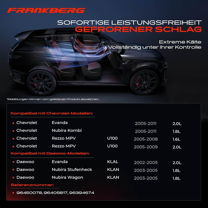 Frankberg Klimakompressor Klimaanlage Kompatibel mit Evanda 2.0L 2005-2011 Nubira Kombi 1.8L 2005-20
