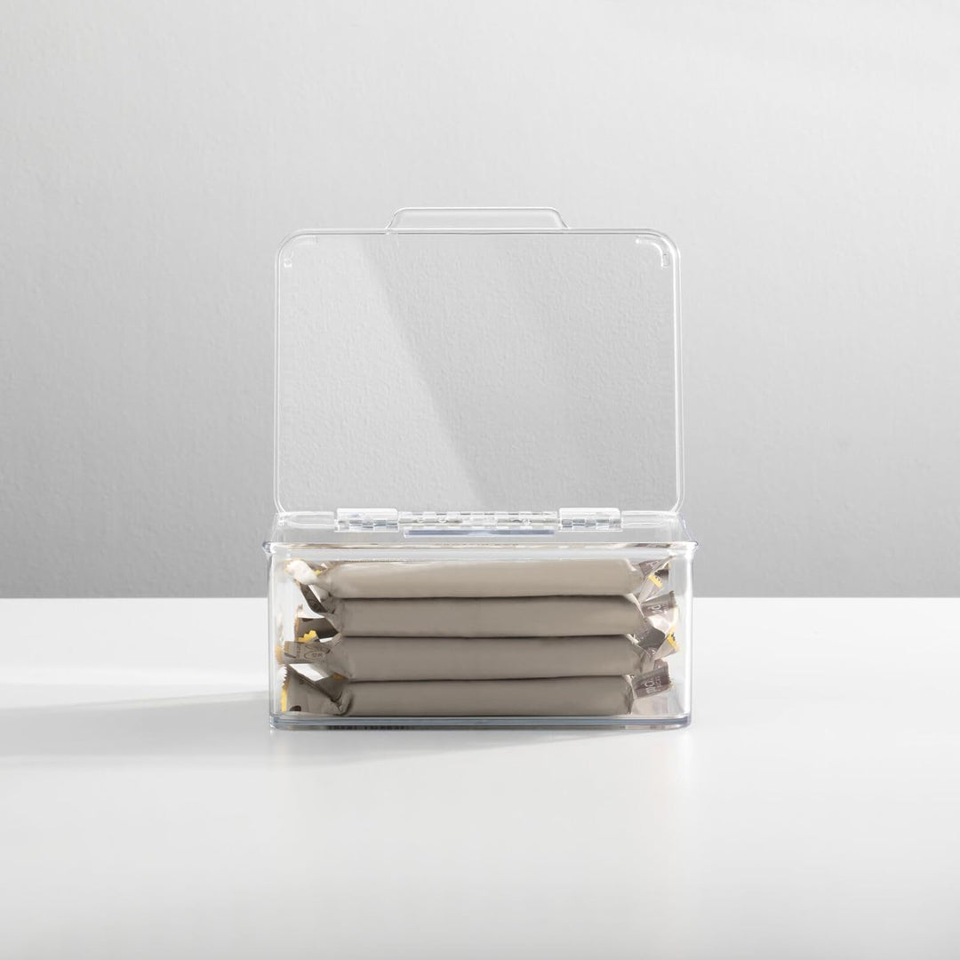 mDesign 4er-Set Küchen Organizer mit Deckel – kleine Vorratsdosen für Küchenregal und Vorratskammer