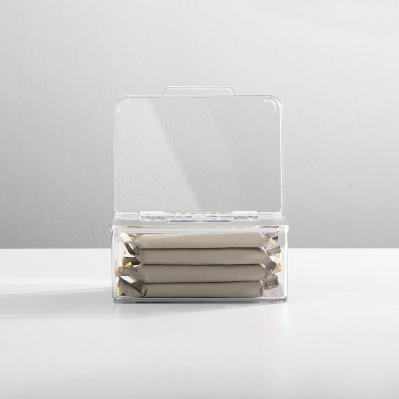 mDesign 4er-Set Küchen Organizer mit Deckel – kleine Vorratsdosen für Küchenregal und Vorratskammer