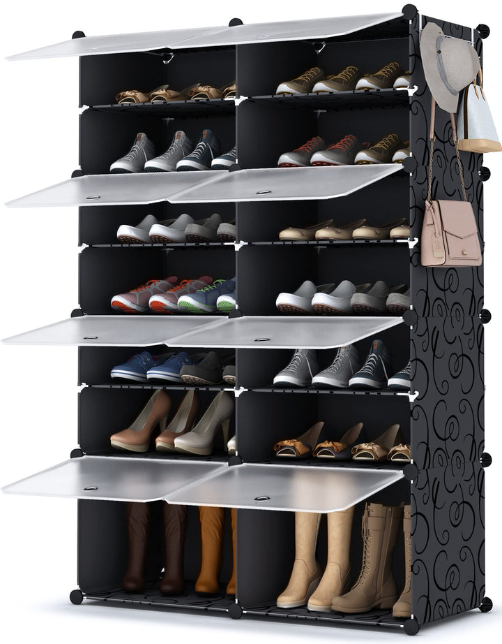 HOMIDEC Schuhregal, 7-stufiger Schuhschrank Kunststoff-Schuhregale Organizer für Schrank Flur Schlaf