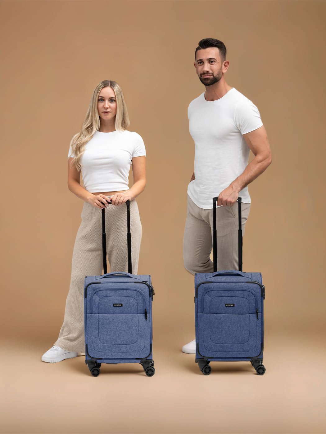 REDOLZ Cabin Weichschalen Kabinen-Koffer | Leichter Trolley mit 4 Doppelrollen für Damen & Herren 37