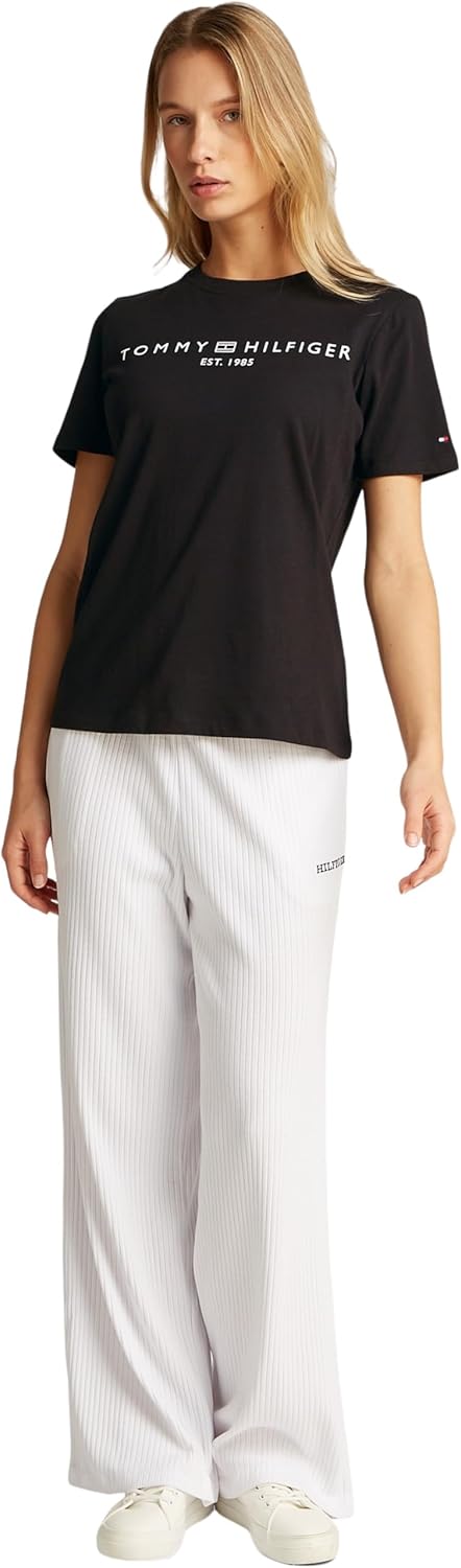 Tommy Hilfiger Damen T-Shirt Kurzarm Rundhalsausschnitt XS Black (Black), XS Black (Black)