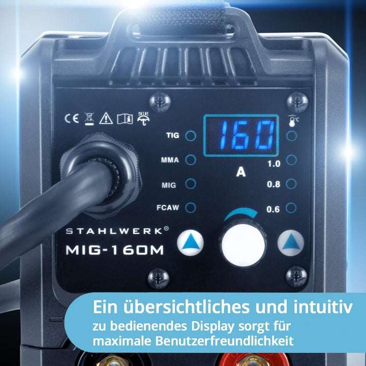 STAHLWERK MIG MAG 160 M IGBT-Schweissgerät Vollsynergisches 5 in 1 Kombigerät mit echten 160 Ampere