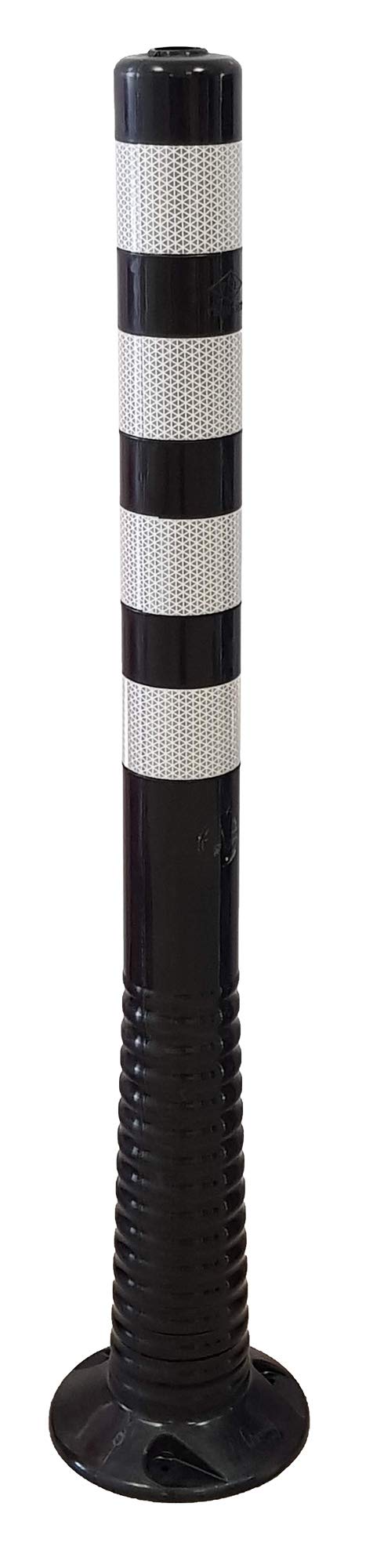UvV® Reflex Absperrpfosten, Poller 100 cm hoch, flexibel schwarz, reflektierend (1 Stück, Schwarz-We