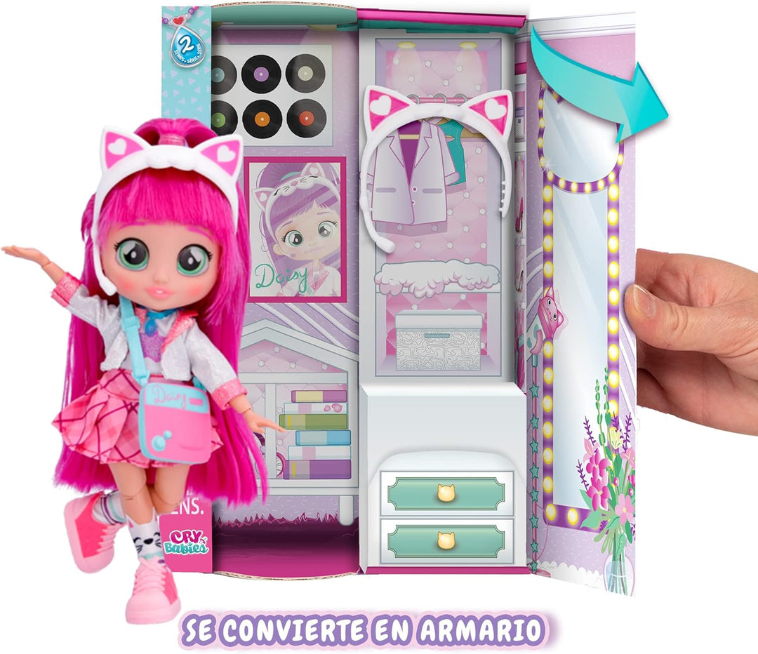BFF by Cry Babies S2 Daisy Modepuppe mit Langen Haaren, Stoffkleidung und 9 Accessoires, Spielzeugge