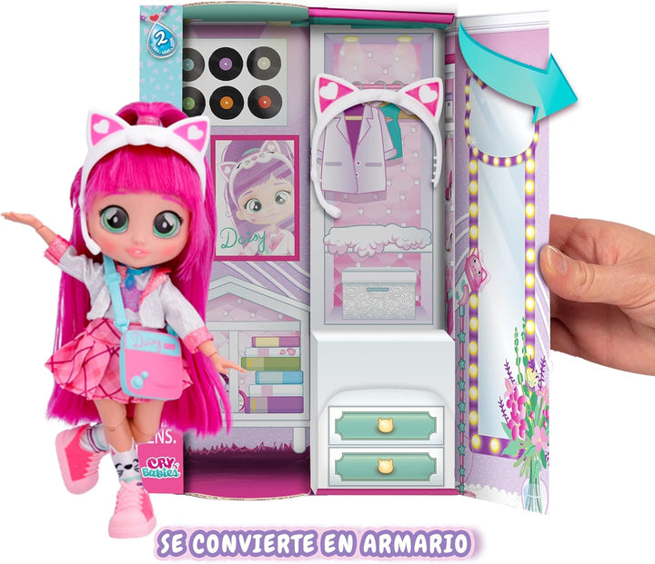 BFF by Cry Babies S2 Daisy Modepuppe mit Langen Haaren, Stoffkleidung und 9 Accessoires, Spielzeugge