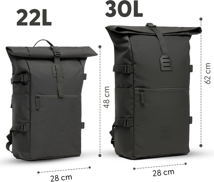 Rucksack Kane Roll-Top Kurierrucksack XL gross - PET recycelt, wasserabweisend - Wander-Rucksack Lap