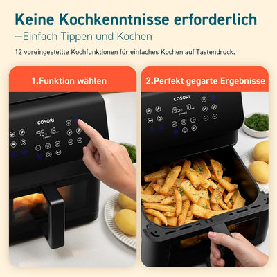 COSORI Heissluftfritteuse mit aktualisierter Rapid Air Technologie,1,4kg, 6,2L, 55% Energieeinsparun