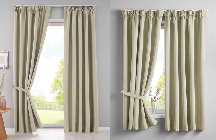 Gardinenbox 2er Set Verdunkelungsvorhänge Blickdicht »Newyork« verdeckte Schlaufen Beige HxB 245x140