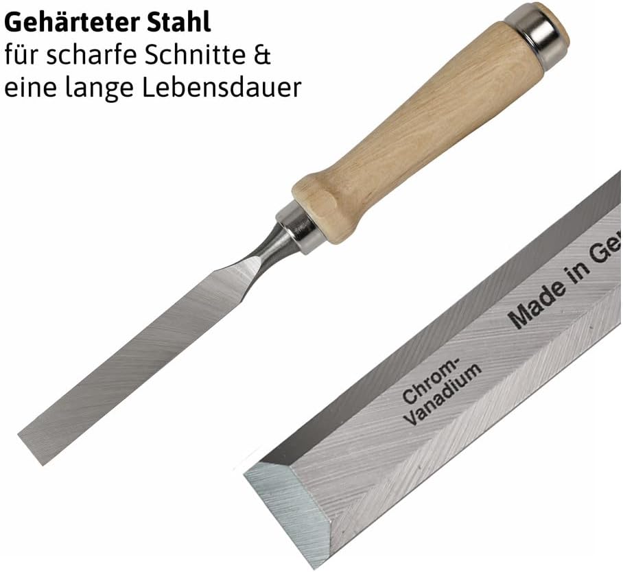 Dönges Stechbeitel 16 mm, mit Holzheft aus Weissbuche, mit Seitenfase | Made in Germany | Stecheisen