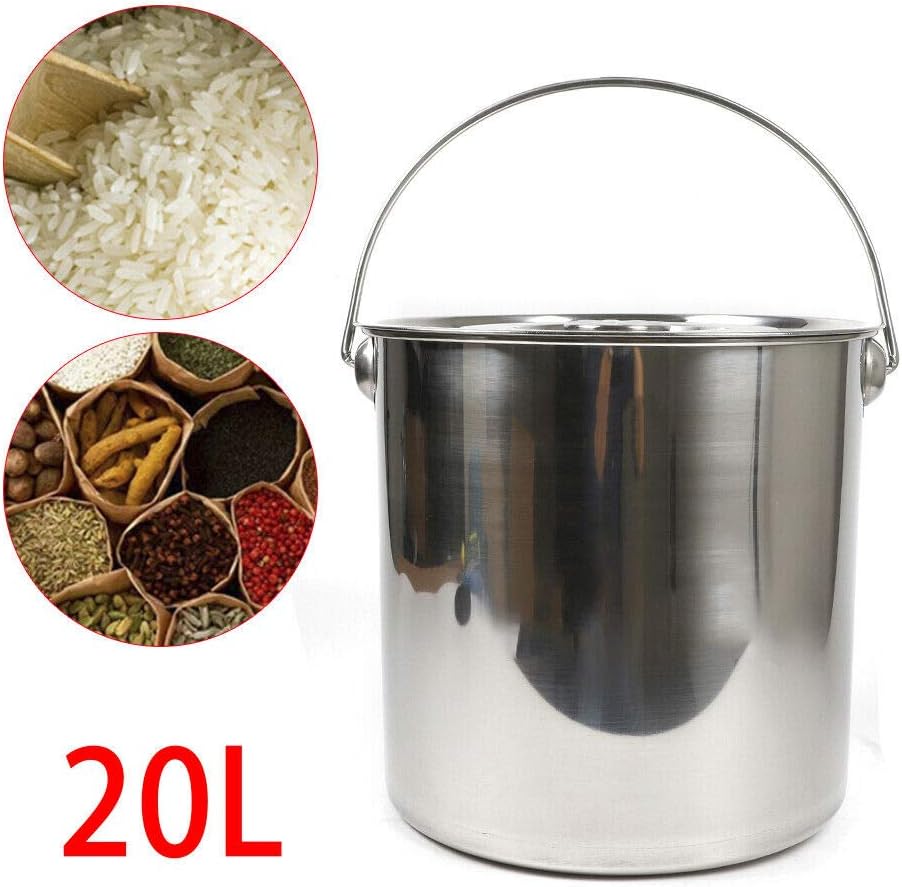 Edelstahl Eiseimer 20L Eimer Kücheneimer Milcheimer Futtereimer Sektkühler Edelstahl mit Deckel Eime