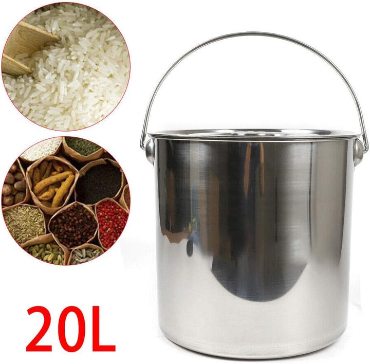 Edelstahl Eiseimer 20L Eimer Kücheneimer Milcheimer Futtereimer Sektkühler Edelstahl mit Deckel Eime