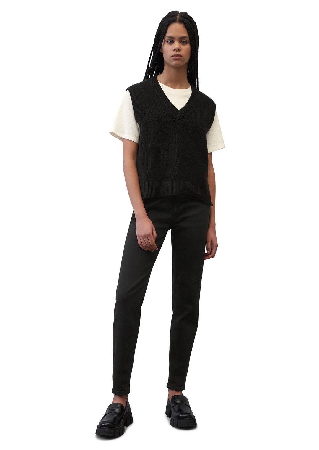 Marc OߴPolo Denim Damen Pullunder aus Bio-Baumwolle ärmellos, XXS Schwarz