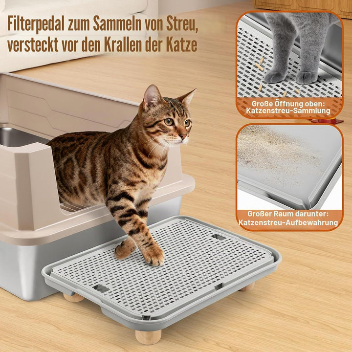 Katzentoilettenrampe mit Filterfunktion, Katzentreppe aus Kunststoff, Katzentoiletten-Filterpedal fü