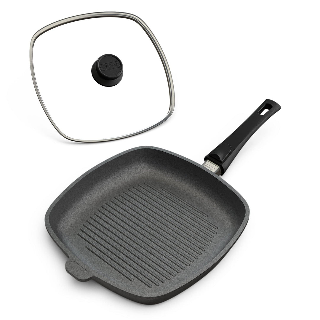 Hoffmann Grillpfanne Induktionsherd mit Deckel 28 x 28 cm I Made in Germany I Backofengeeignet bis 2