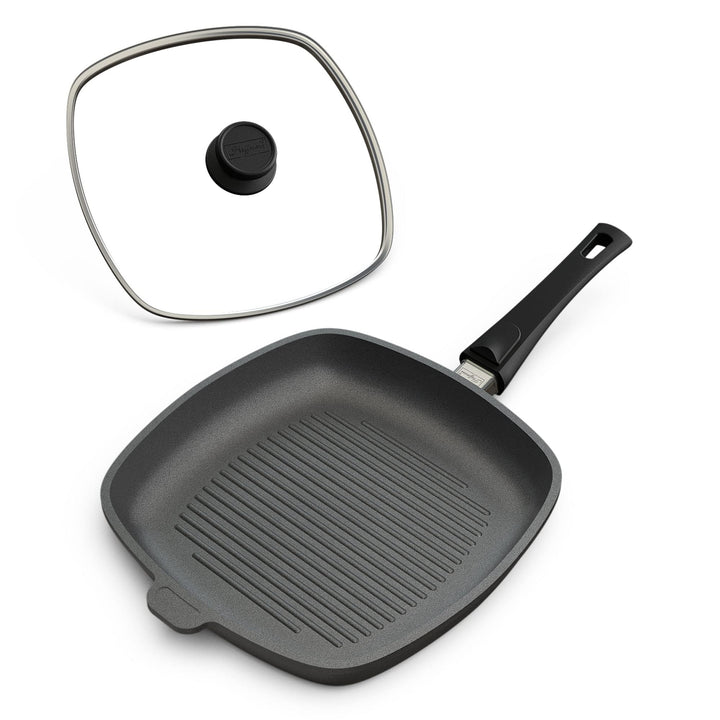 Hoffmann Grillpfanne Induktionsherd mit Deckel 28 x 28 cm I Made in Germany I Backofengeeignet bis 2
