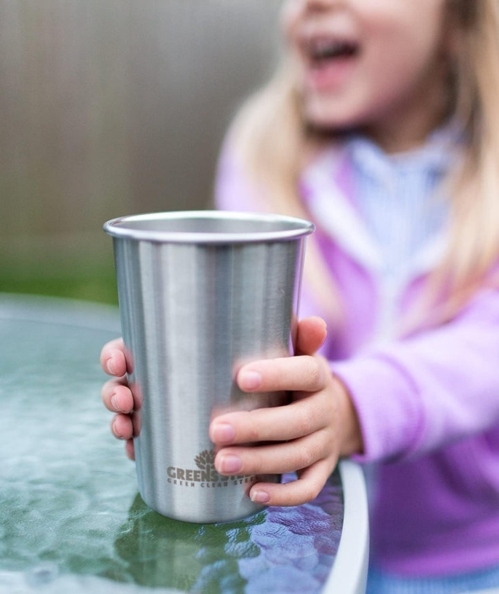 Greens Steel Edelstahl Kinderbecher - 300ml I Premium Trinkgläser I Plastikfrei I Stapelbar, langleb