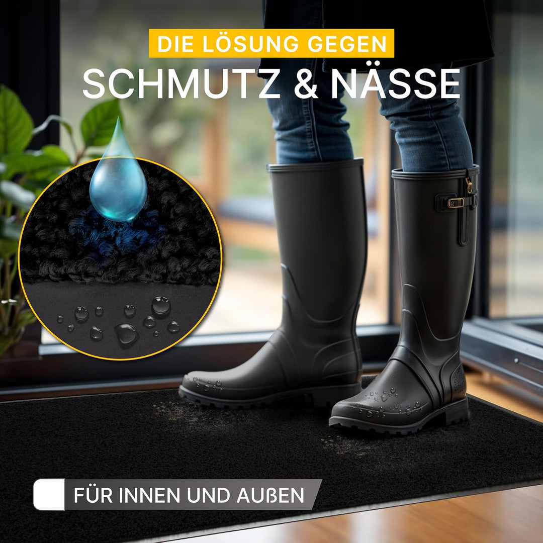 Entrando Fussmatte 40x60 cm für Innen & Aussen – Rutschhemmende Schmutzfangmatte mit Gummirücken, Fl