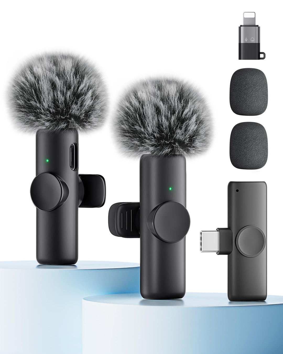 CZOCPOS 2er Set Mini Mikrofone für iPhone, Mikrofon für Handy, iPad &amp; Android, Lavalier Mikrofon mit