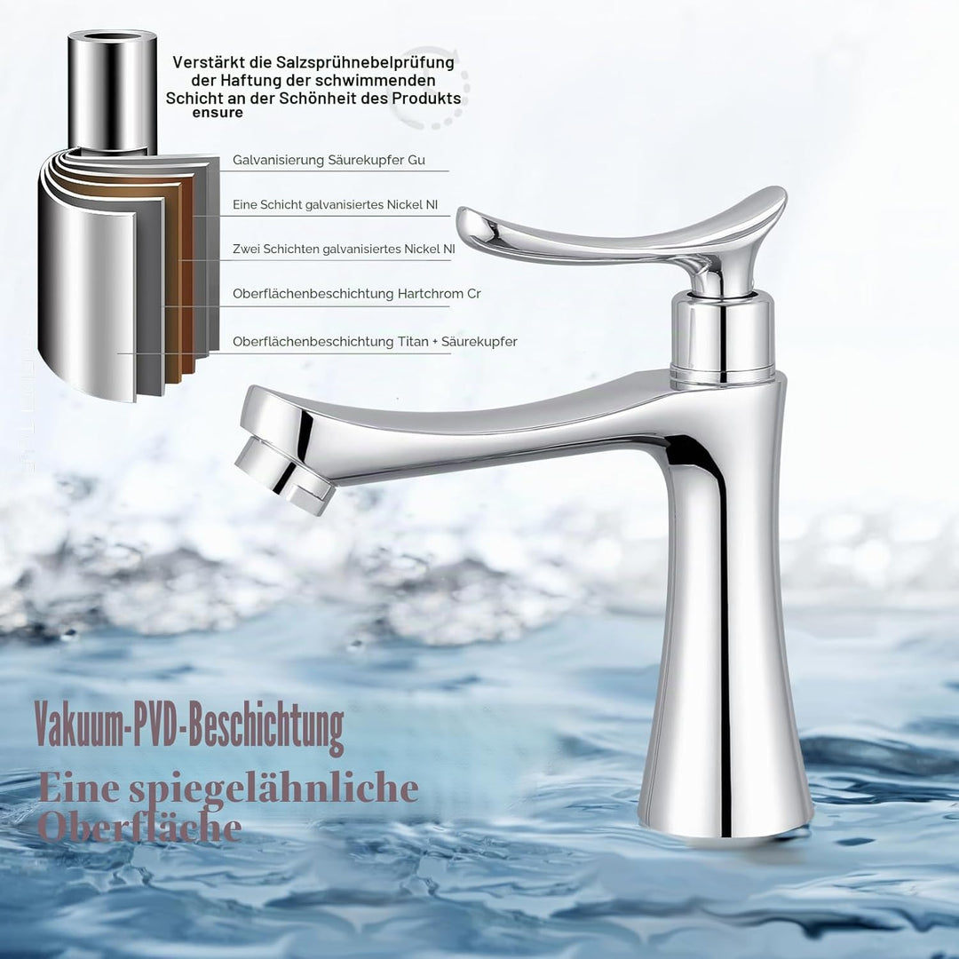 Kaltwasserhahn Gäste Wc,Einhebelmischer mit einem Loch Waschbecken Wasserhahn Deck Mount Lavatory Wa