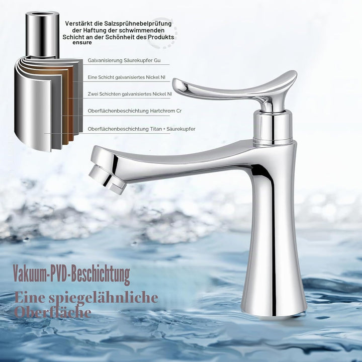 Kaltwasserhahn Gäste Wc,Einhebelmischer mit einem Loch Waschbecken Wasserhahn Deck Mount Lavatory Wa