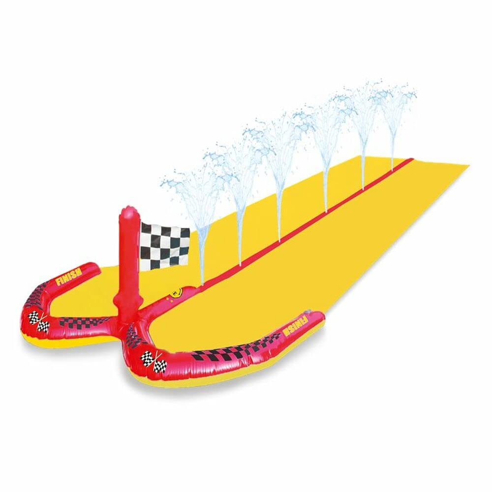 Wasserrutsche im Rennstrecken-Design mit Zieleinlauf
