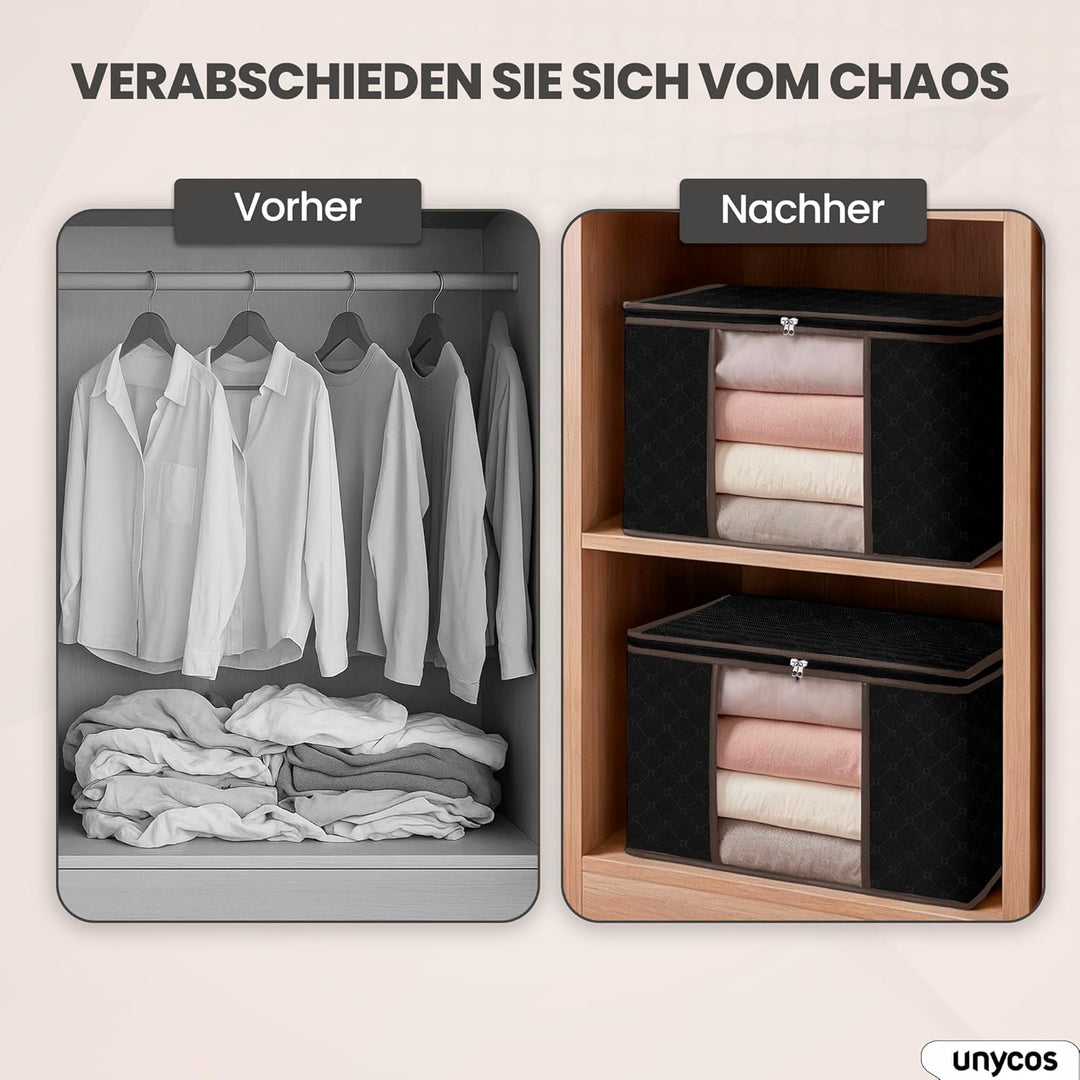 unycos - 4 Stück | 90L Aufbewahrungstasche, Kleideraufbewahrungstaschen, Stoff mit Transparentem Fen