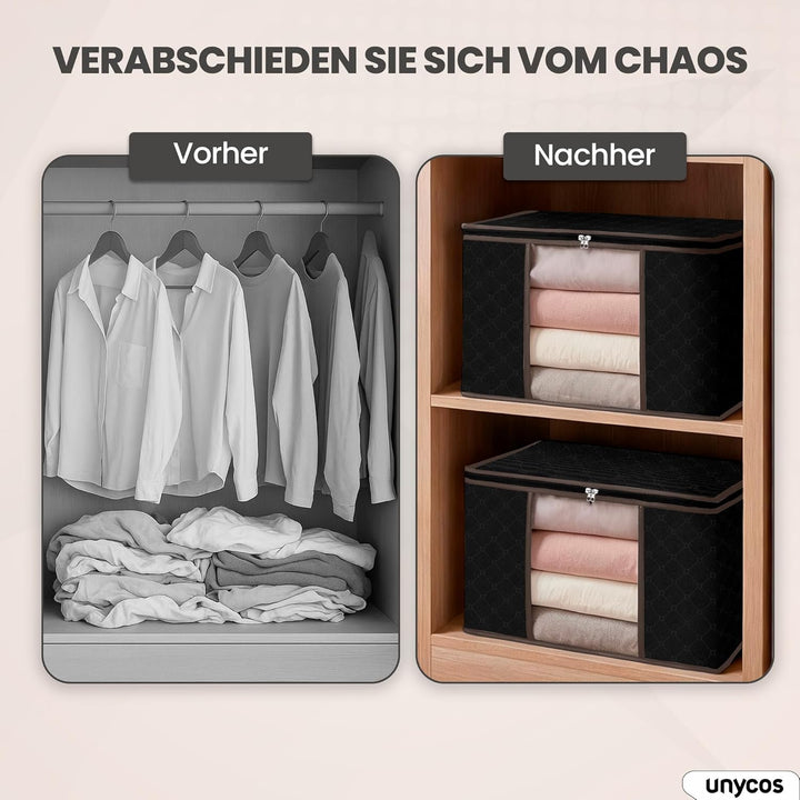 unycos - 4 Stück | 90L Aufbewahrungstasche, Kleideraufbewahrungstaschen, Stoff mit Transparentem Fen