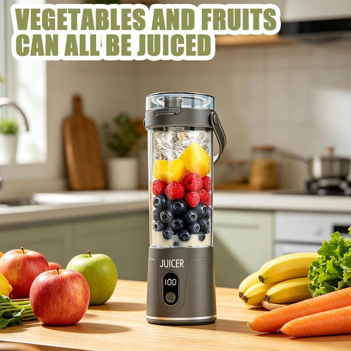 600ml Tragbarer Mixer Smoothie Maker to Go, Mini Standmixer, USB Aufladbarer, Kabellos Smoothie-Make