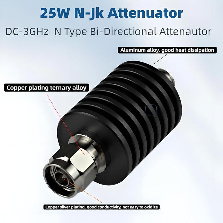 BECEN 25 W N RF Dämpfungsregler 3 GHZ Stecker 1-40 dB wählbar(10dB), 10dB