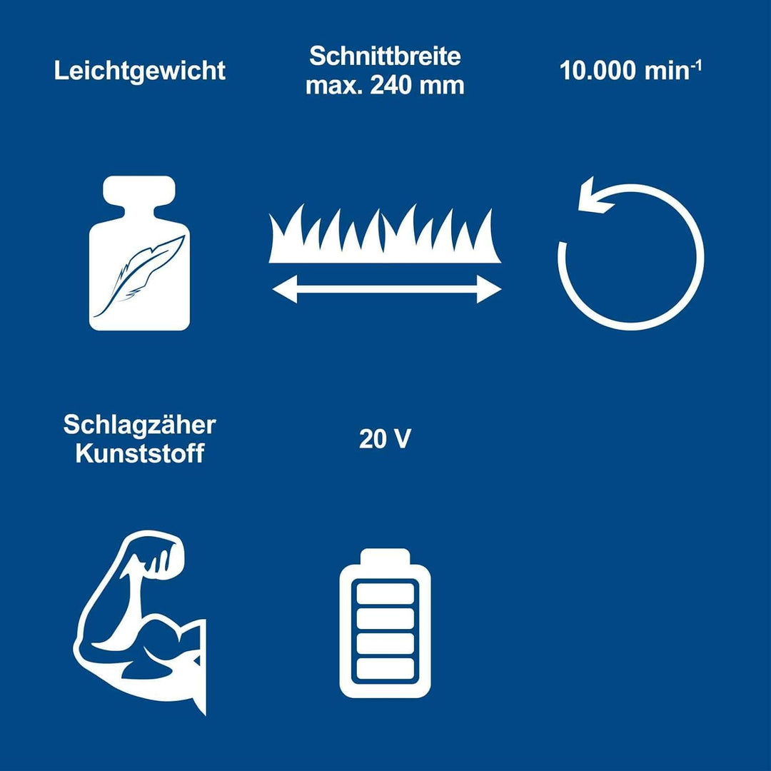 Scheppach Akku-Grasschneider C-LT240-X – Serie 20 V IXES – Schnittbreite max. 240 mm – 10.000 U/min