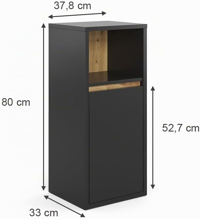 Vicco Midischrank Viola, Anthrazit/Eiche, 37.8 x 80 cm, Anthrazit