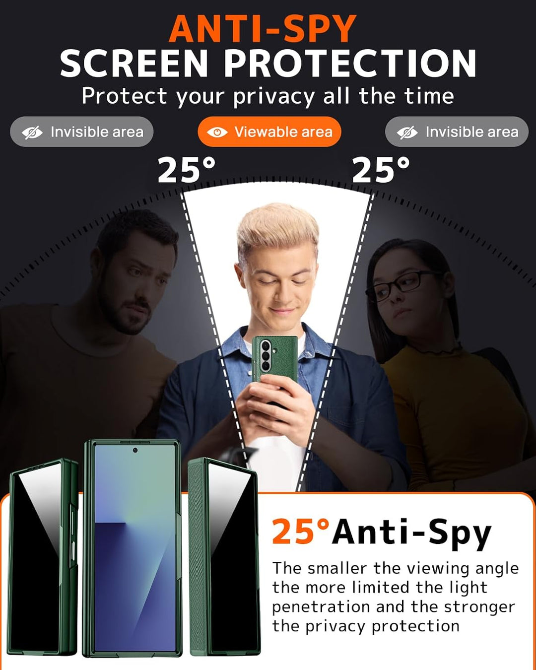 NINKI für Samsung Galaxy Z Fold 7 Hülle mit Privacy Screen Protector Magnetic ständer, Scharnier han