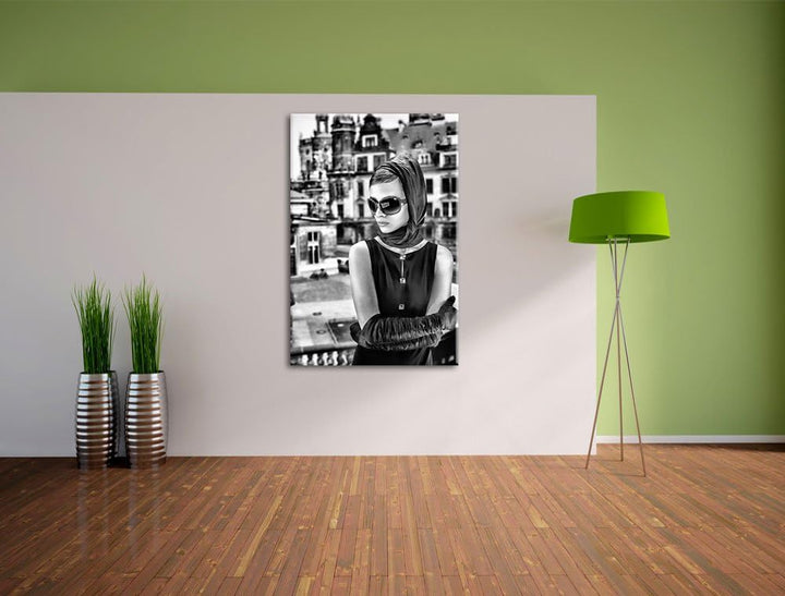 Pixxprint Audrey in Paris als Leinwandbild/Grösse: 100x70 cm/Wandbild/Kunstdruck/fertig bespannt, 10