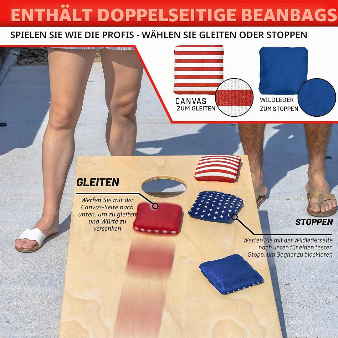 GoSports Unisex – Erwachsene Bean Bags Doppelseitige Cornhole Slide & Stop Regulierung Turnier Sitzs