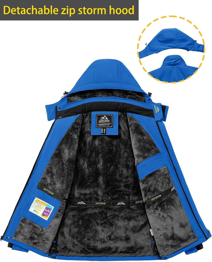 TACVASEN Herren Warme Skijacke Gefütterte Winterjacke Wasserabweisende Funktionsjacke mit Abnehmbare