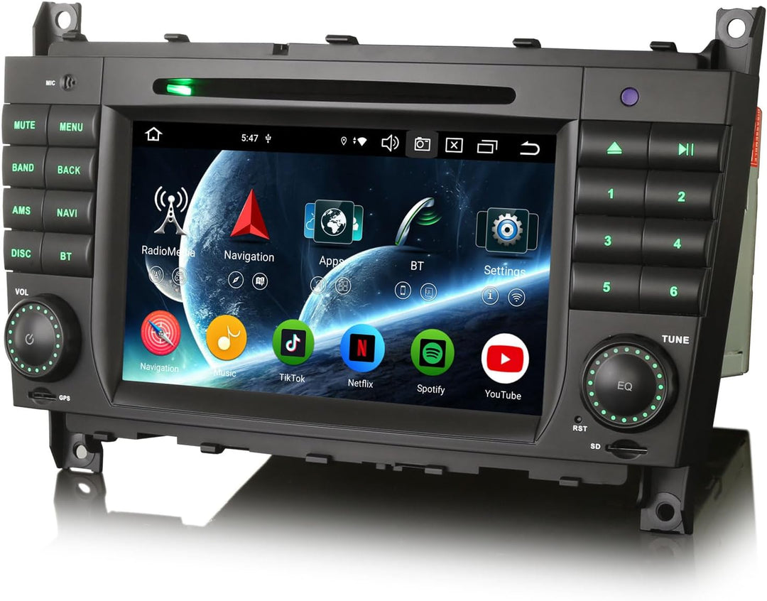 Erisin 7 Zoll 8-Kern 4GB+64GB Android 12 Autoradio mit GPS Navigation Für Mercedes Benz C/CLC/CLK Kl